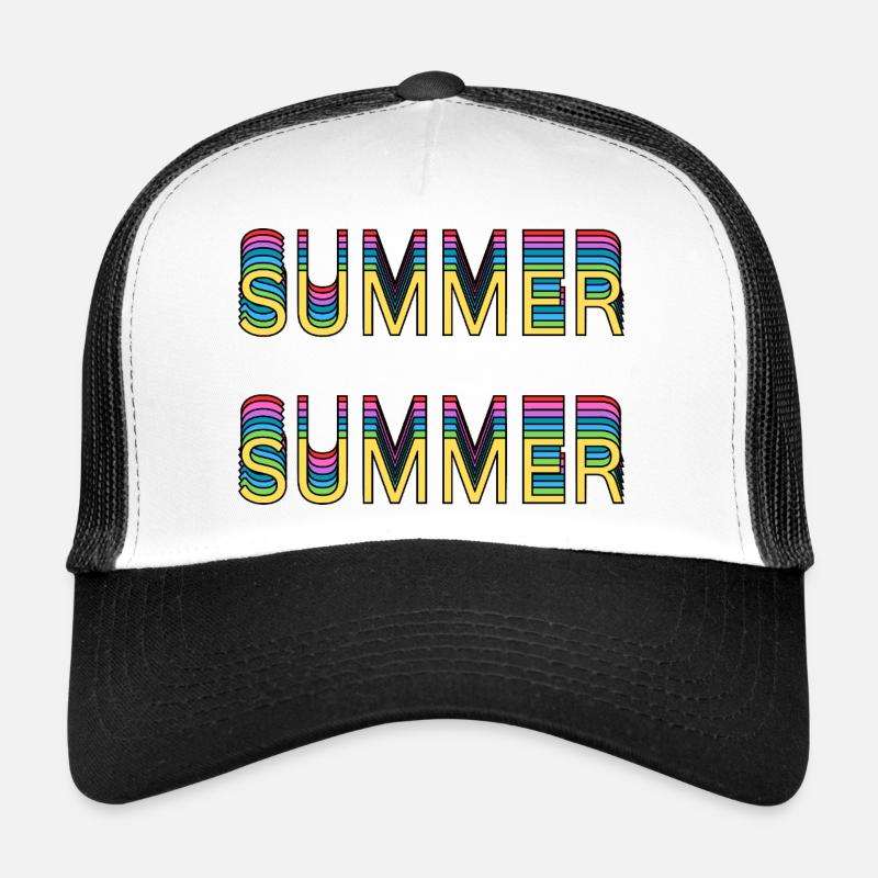 Summer Rainbow Font - Trucker Cap - white/black