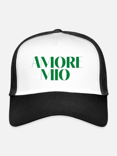 AMORE MIO MY LOVE green gift quote idea - Trucker Cap - white/black - Front