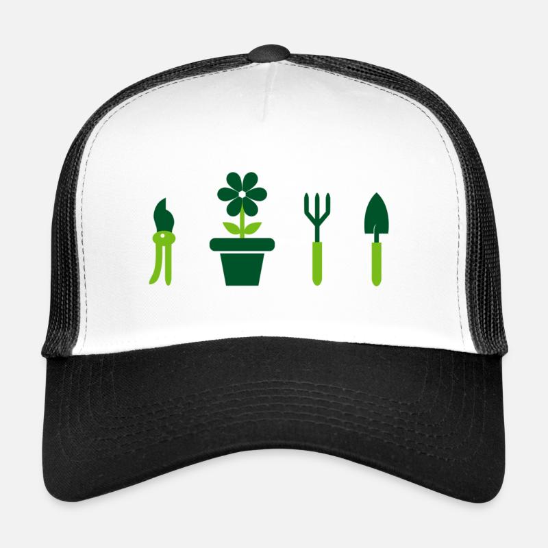 Garten Gartenarbeit Beet Pflanzen Gartenschere - Trucker Cap - Weiß/Schwarz