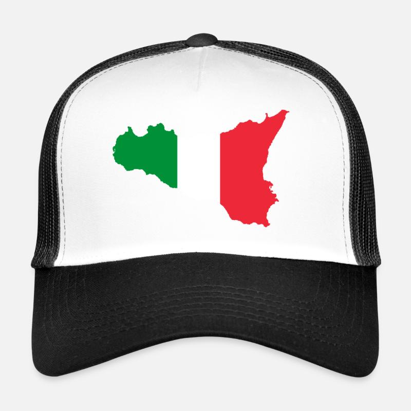 Sicile couleurs classique - Casquette trucker  - blanc/noir