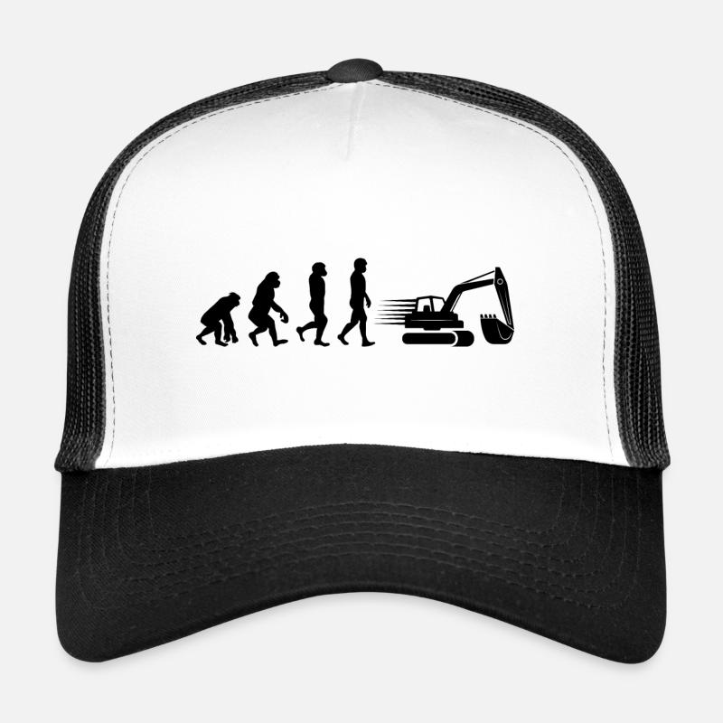 Bagger Bagger Operator Evolution Lustig - Trucker Cap - Weiß/Schwarz