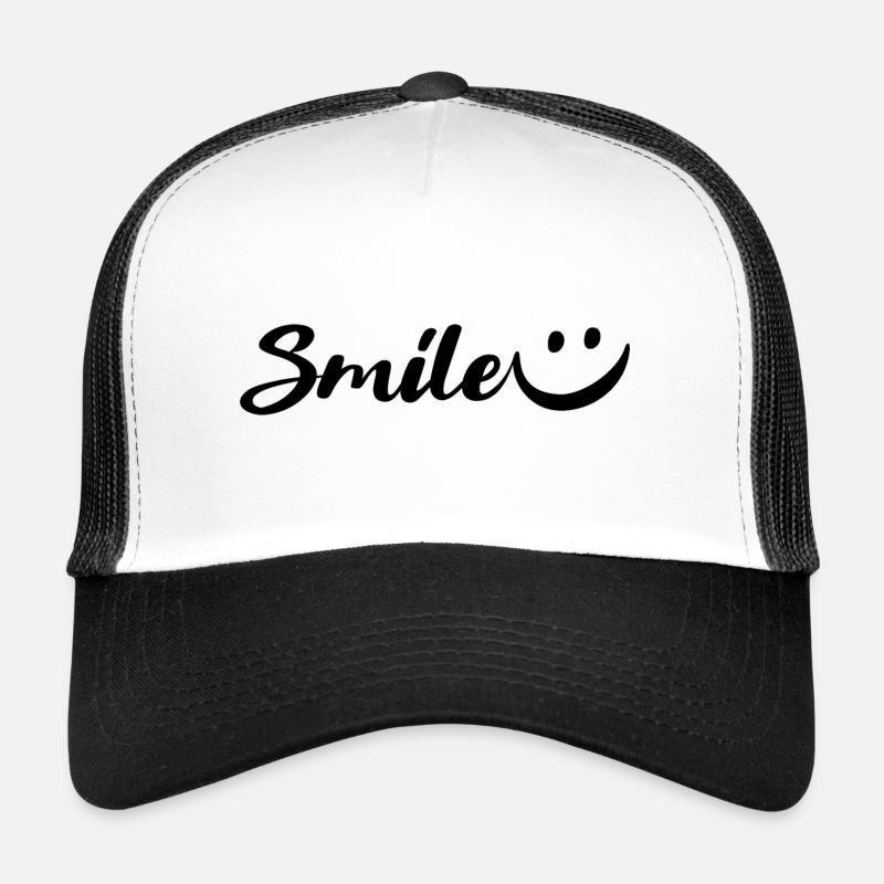 "Smile" Handschrift mit Smiley - Trucker Cap - Weiß/Schwarz