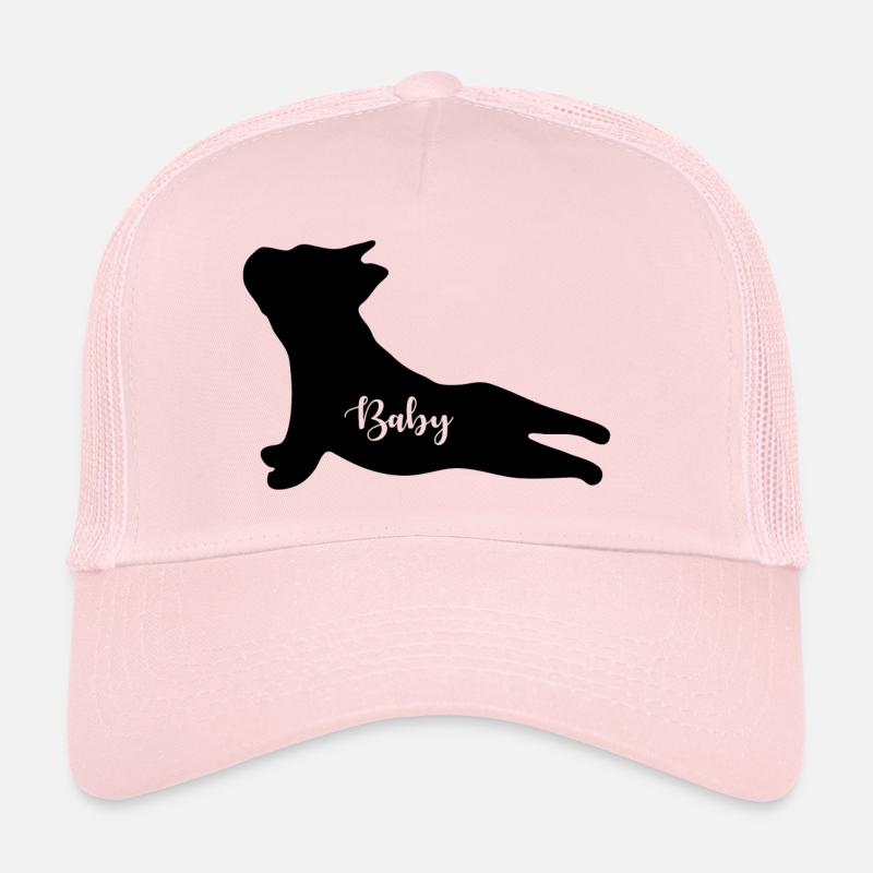 Cadeaux de chiot de bouledogue de silhouette de bébé pour des bébés. Casquette trucker 