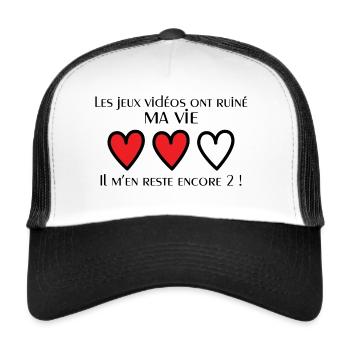 Les jeux vidéo ont ruiné ma vie - Casquette trucker  - blanc/noir - Devant