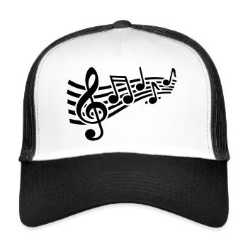 Clé de partition Musique Note Symboles musicaux - Casquette trucker  - blanc/noir - Devant