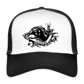Doberman sur Retro Banner No. 2 - Casquette trucker  - blanc/noir - Devant