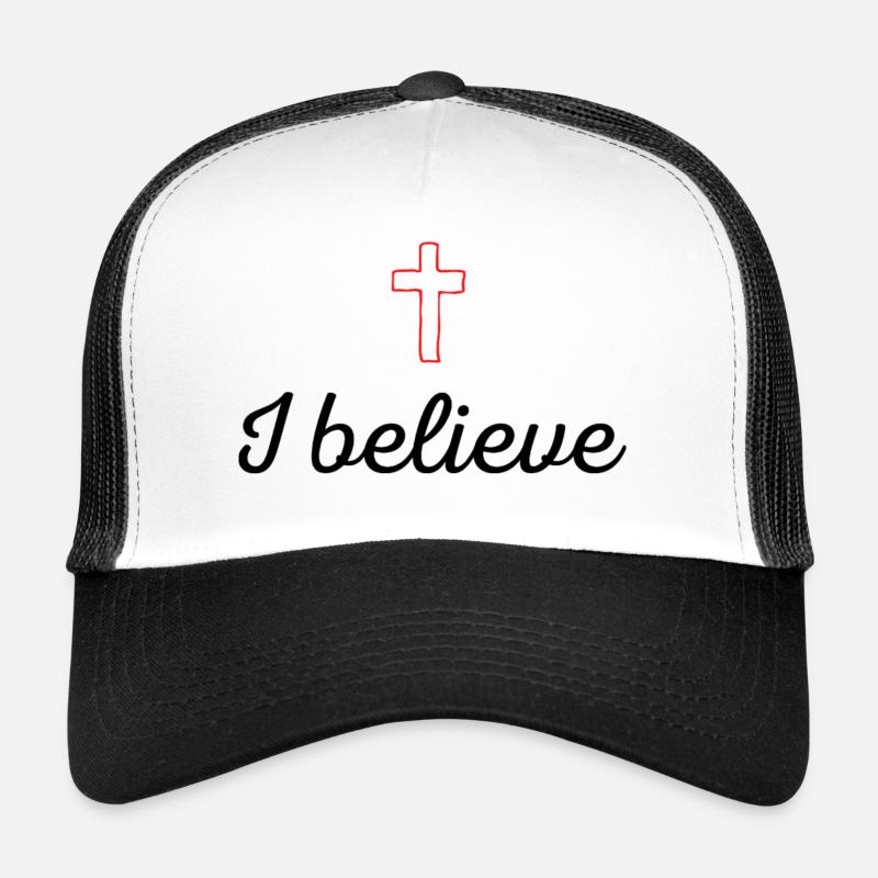 Kreuz, glaube ich - Trucker Cap - Weiß/Schwarz