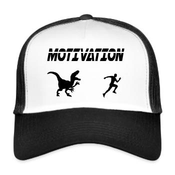 motivation sport course à pied running humour dino - Casquette trucker  - blanc/noir - Devant