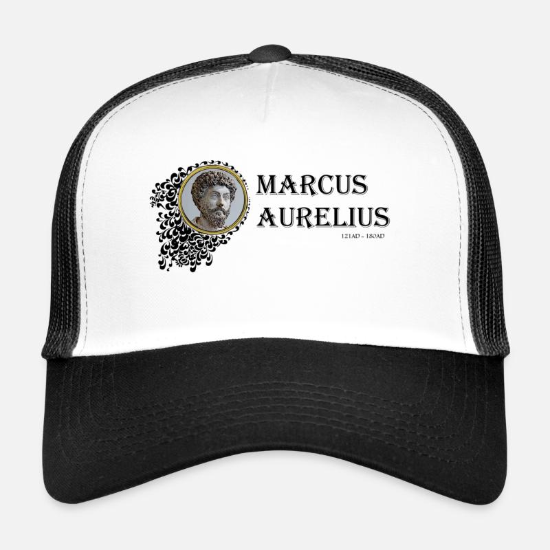 Marcus Aurelius Framed (black text) - Trucker Cap - white/black