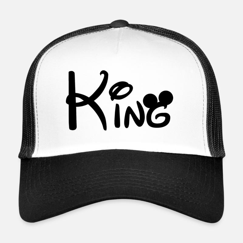 Pärchen Design! King - Queen! - Trucker Cap - Weiß/Schwarz