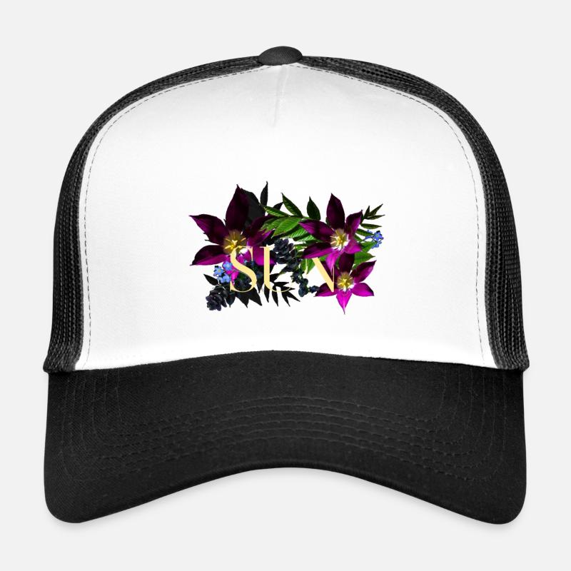 Ecrit sun et tulipes 1 - Casquette trucker  - blanc/noir