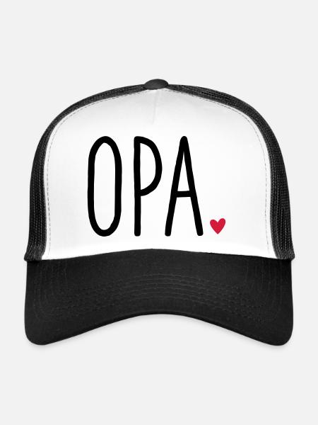 Opa Herz - Geschenk Enkel Liebe - Trucker Cap - Weiß/Schwarz