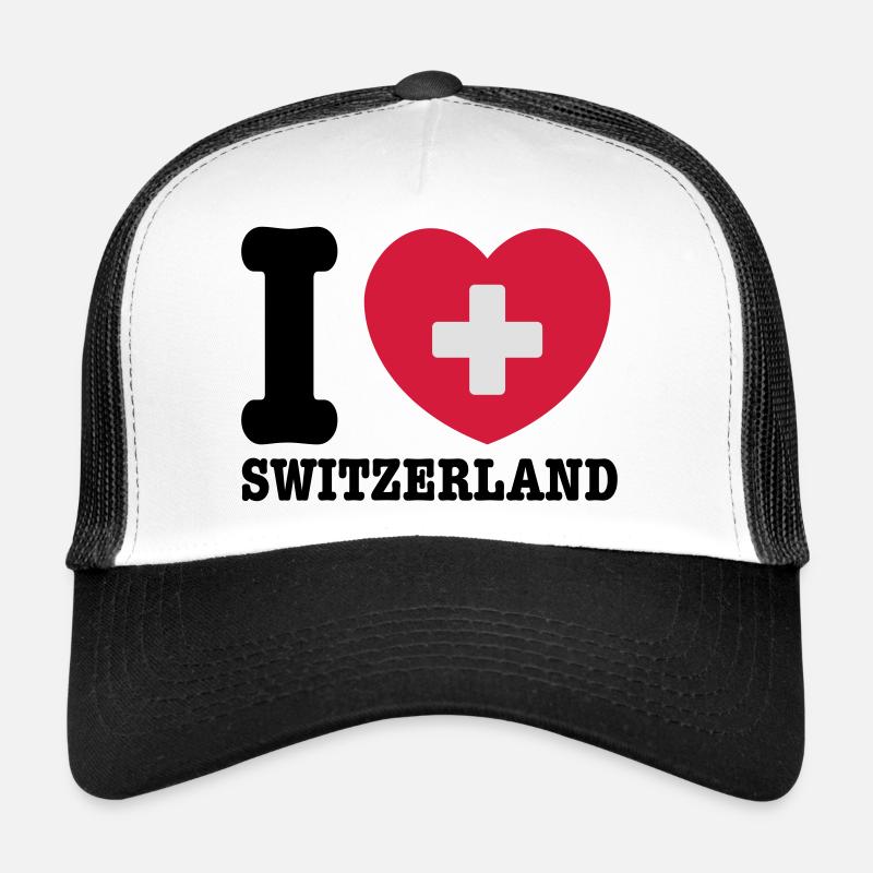Schweiz - Trucker Cap - Weiß/Schwarz
