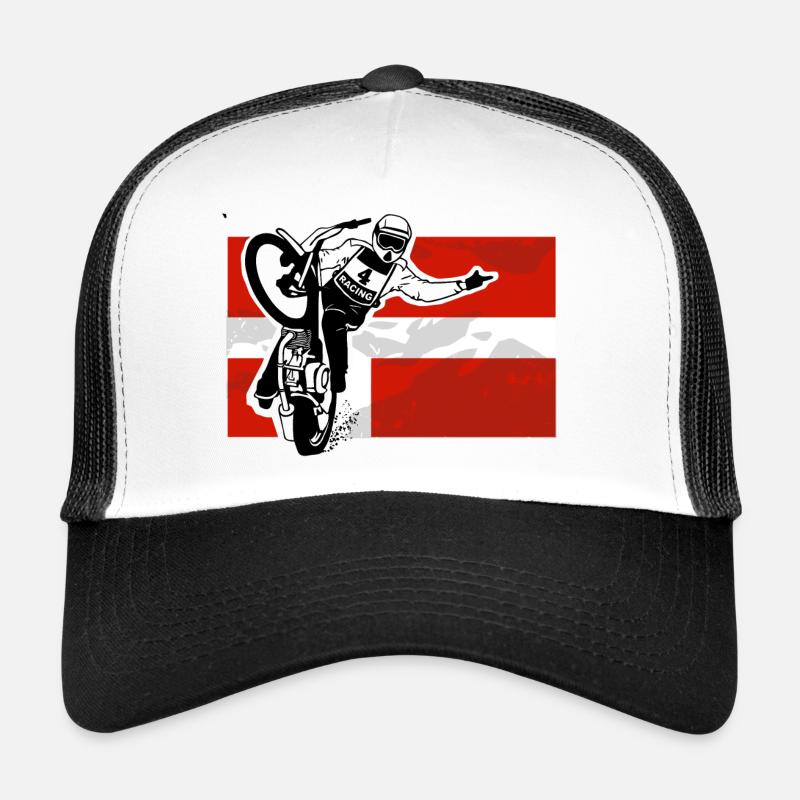 Speedway - Denmark Flag - Trucker Cap - Weiß/Schwarz