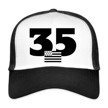 Bretagne / Breton / Bretonne / BZH / Breizh - Casquette trucker  - blanc/noir - Devant