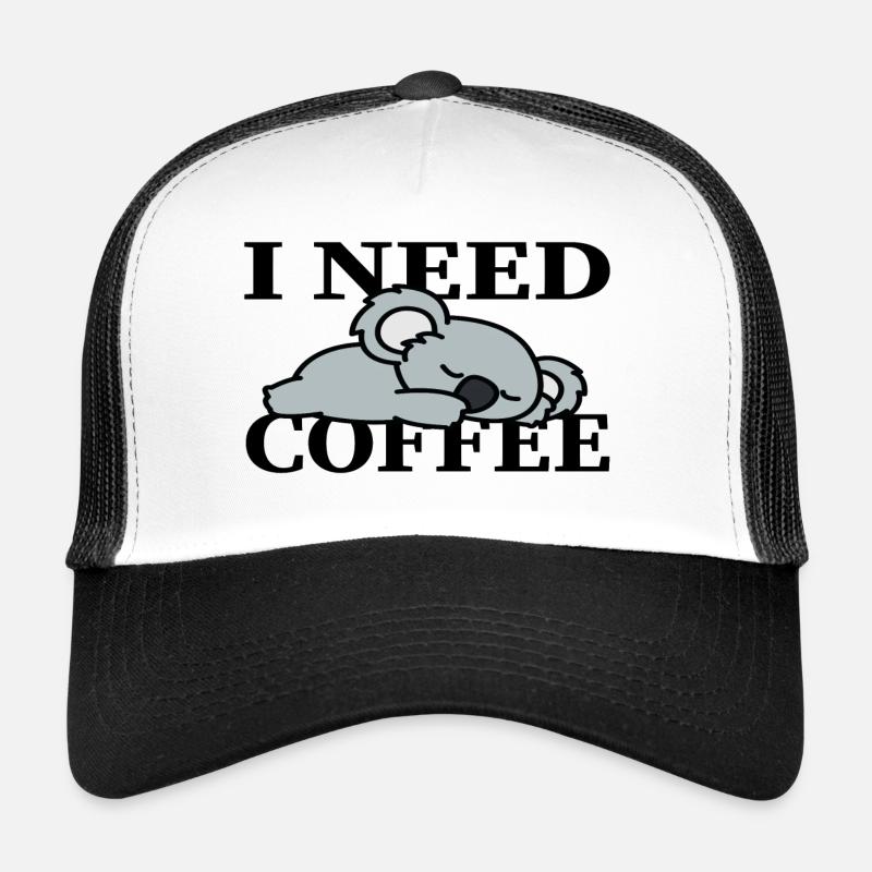 Lustiger ich brauch Kaffee Lustige Geschenkidee - Trucker Cap - Weiß/Schwarz
