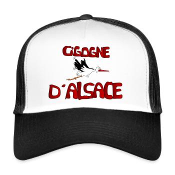 Cigogne d Alsace - Casquette trucker  - blanc/noir - Devant