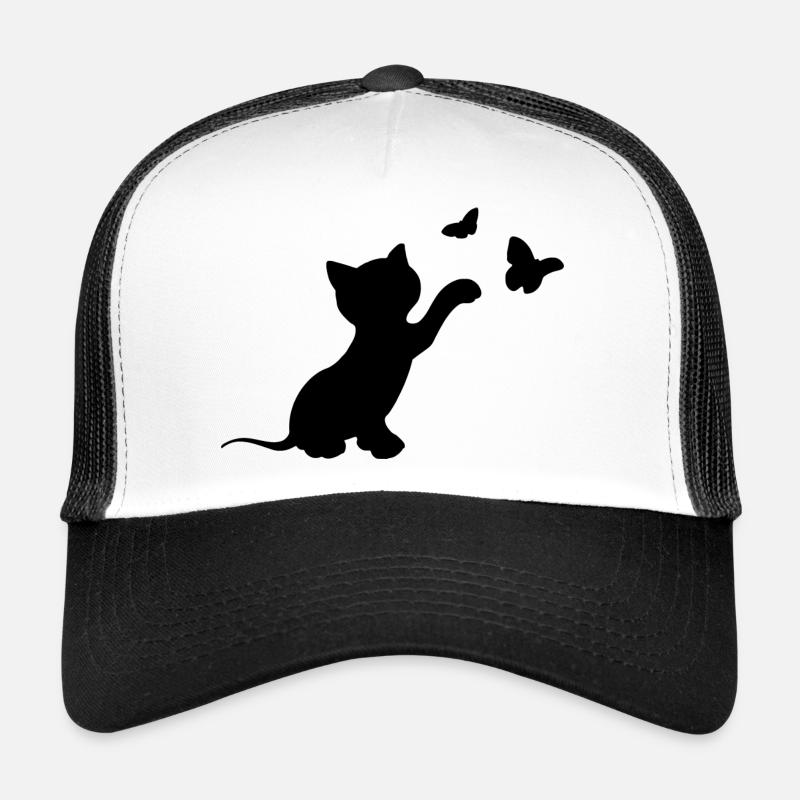 Katze - Trucker Cap - Weiß/Schwarz