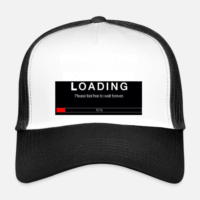 Scrolling Loading Bar University Funny Print - Trucker Cap - white/black