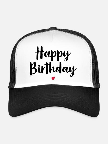 Joyeux anniversaire coeur cadeau d'anniversaire - Casquette trucker  - blanc/noir - Devant