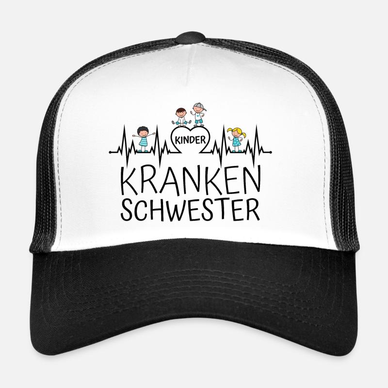 Kinderkrankenschwester Kinder Krankenschwester - Trucker Cap - Weiß/Schwarz