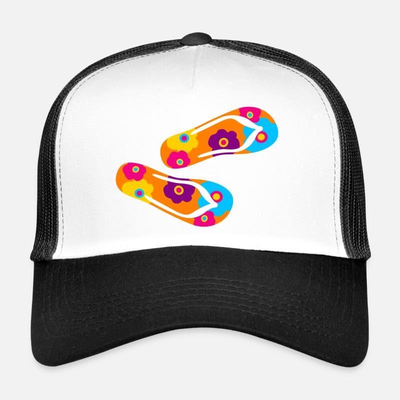Flip Flops Latent Fleur Fleur Fleur Fleurs colorées Casquette trucker 