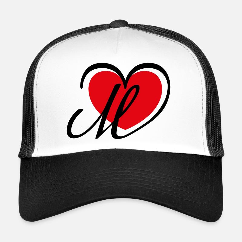Liebe Herz Buchstabe M - Trucker Cap - Weiß/Schwarz