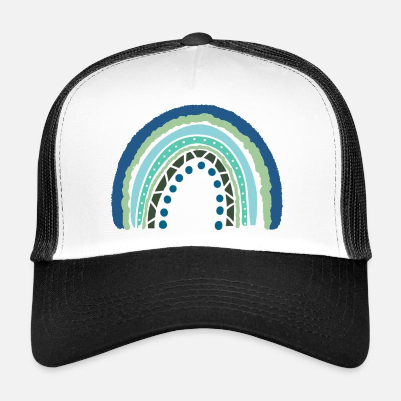 Blue Green rainbow with dots Trucker Cap