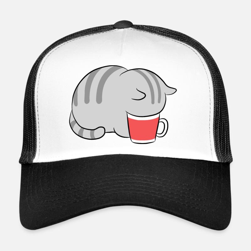 Kawaii chat dans le café japonais Neko chatons Casquette trucker 