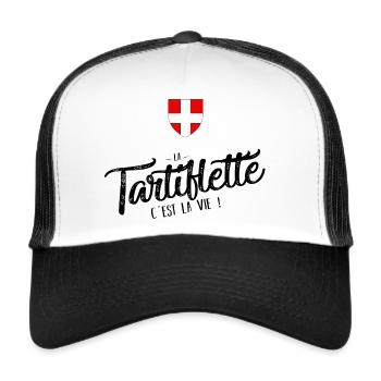La tartiflette c'est la vie noir savoie - Casquette trucker  - blanc/noir - Devant