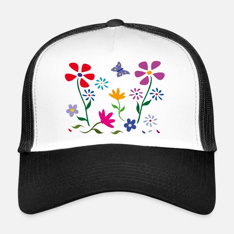 Prairie fleurie, jardin, papillon Casquette trucker 
