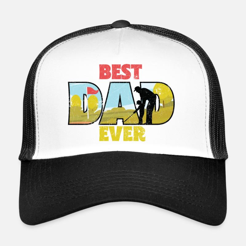 BESTER PAPI PAR GOLF EISEN GOLFER TEE SPRUCH MOTIV - Trucker Cap - Weiß/Schwarz