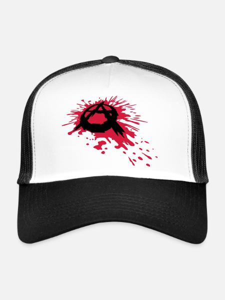 Blood spatter anarchy symbol - Trucker Cap - white/black - Front