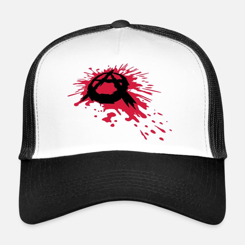 Blood spatter anarchy symbol Trucker Cap