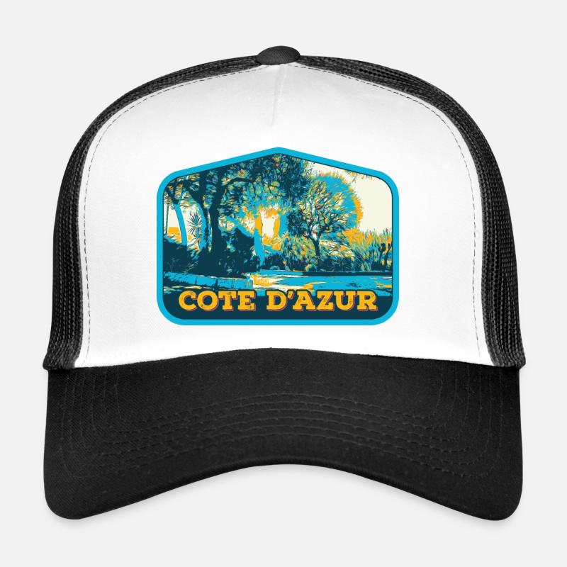 Illustrierte Ansicht der Côte d'Azur, Frankreich Trucker Cap