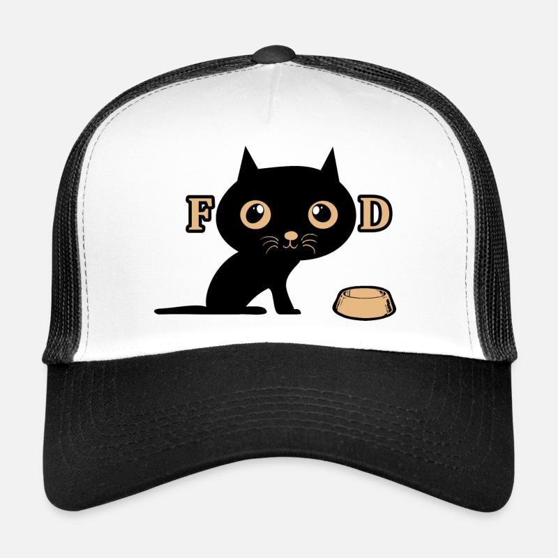 Le chat mignon a faim - Casquette trucker - blanc/noir