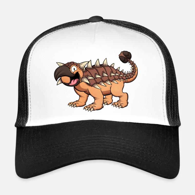 Glücklich lächelnder Ankylosaurus - Trucker Cap - Weiß/Schwarz