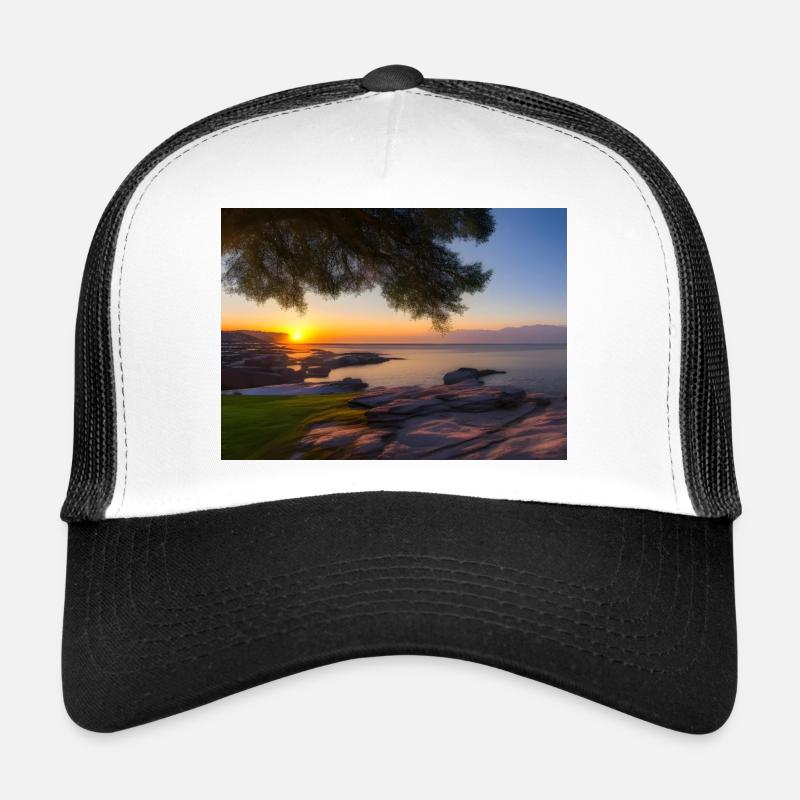 Coucher de soleil - Le silence au bord de la mer Casquette trucker 