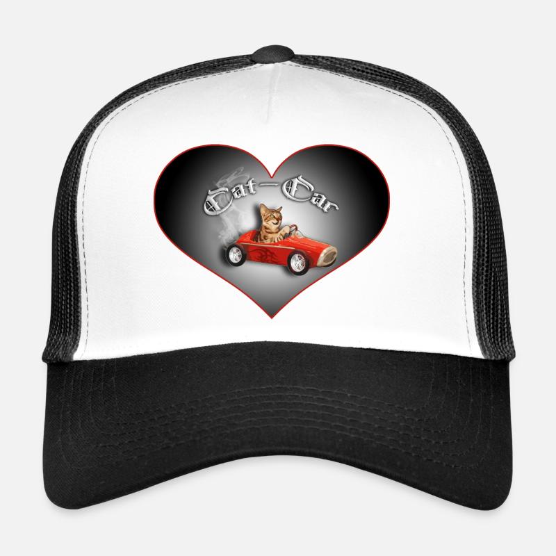 cat car - Trucker Cap - Weiß/Schwarz
