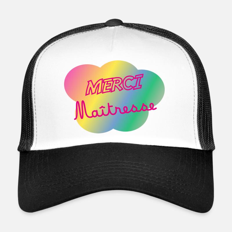 MAÎTRESSE. MAITRE. MERCI. MERCI MAÎTRESSE - Casquette trucker  - blanc/noir