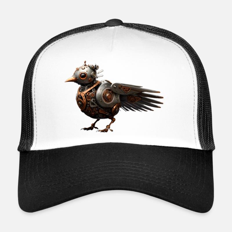 Oiseau Steampunk - Casquette trucker  - blanc/noir