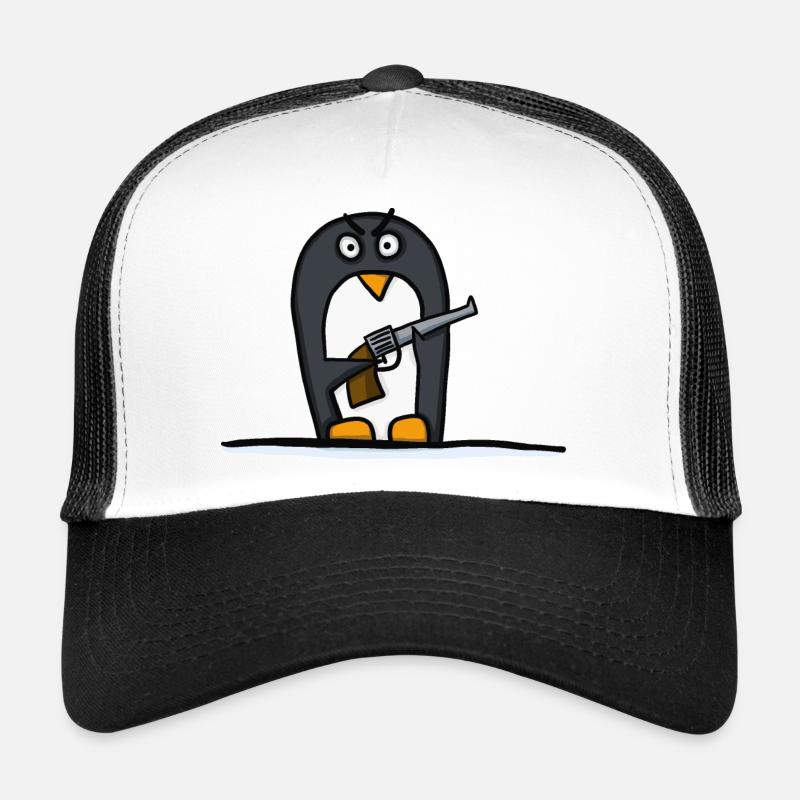 Pinguin mit Pistole Trucker Cap