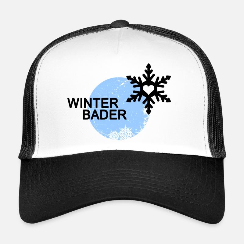 Winterbader Eisbader Winterschwimmen - Trucker Cap - Weiß/Schwarz