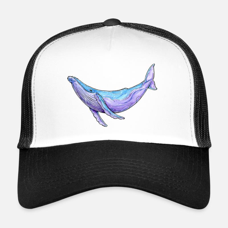 Buckelwal Aquarell - Trucker Cap - Weiß/Schwarz