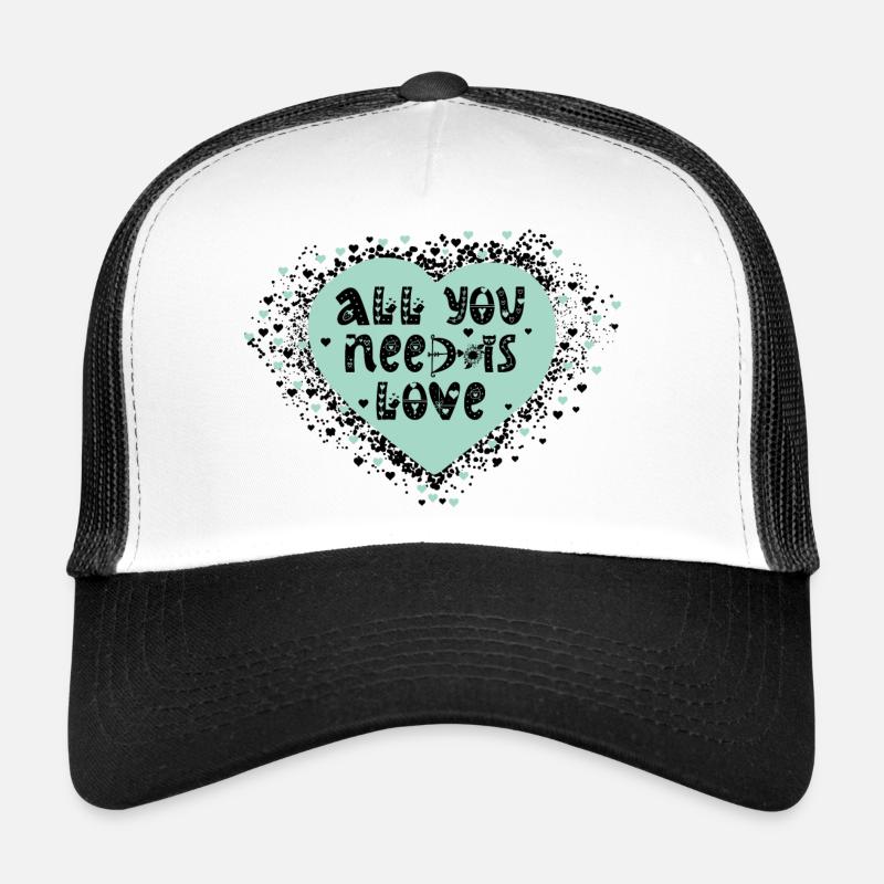 Liebevolles Herzdesign mit Botschaft Trucker Cap
