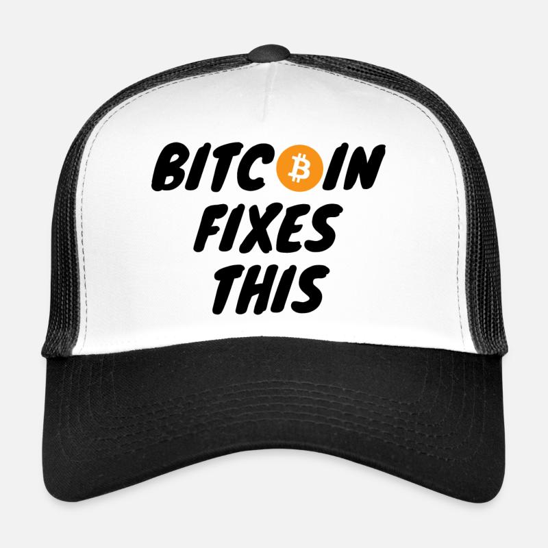 Krypto Bitcoin Fixes This - Trucker Cap - Weiß/Schwarz