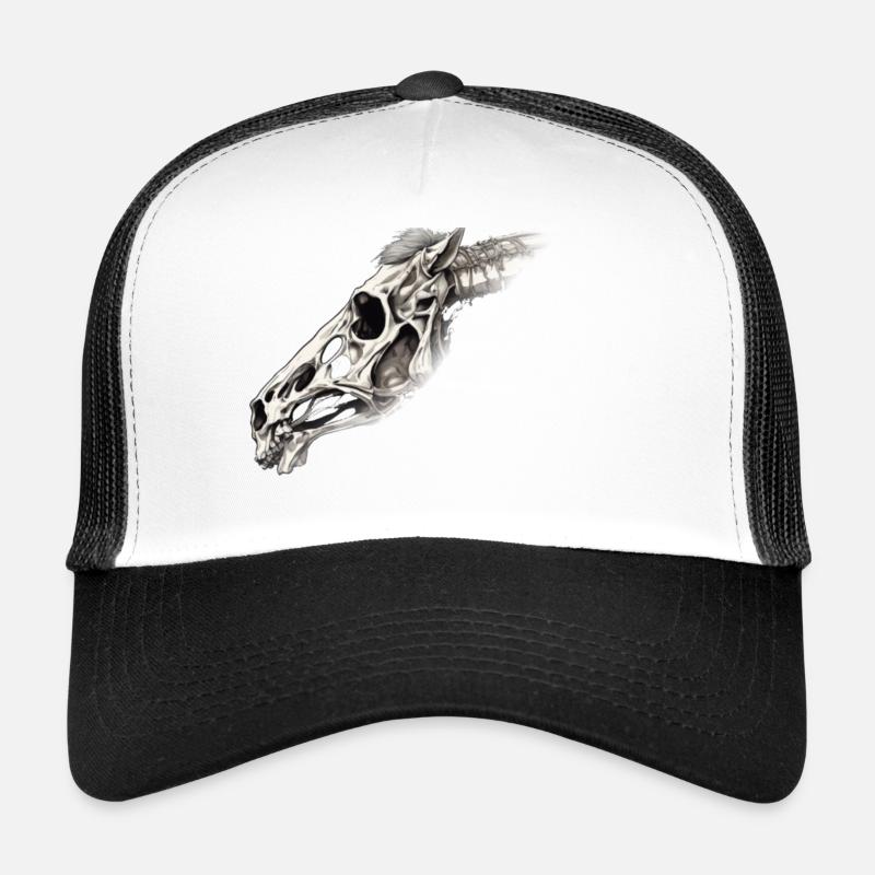 Pferd Skull - Trucker Cap - Weiß/Schwarz