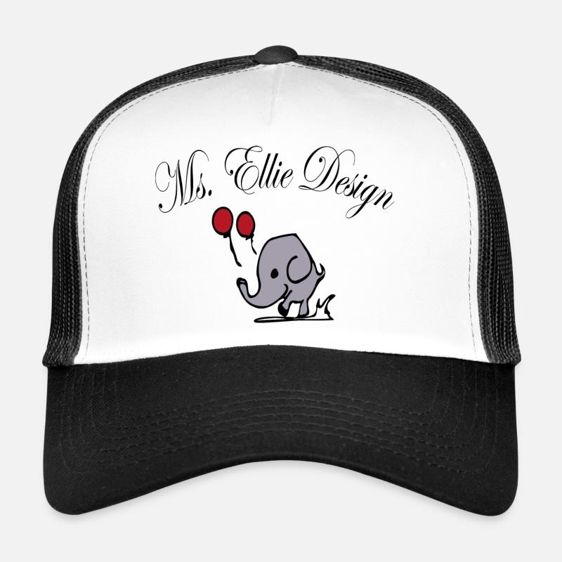 Elefantendame mit Luftballons - Trucker Cap - Weiß/Schwarz