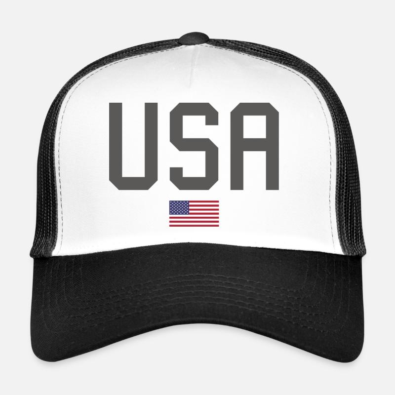ÉQUIPE Bannière du drapeau américain des États-Unis en cours d’écriture Casquette trucker 