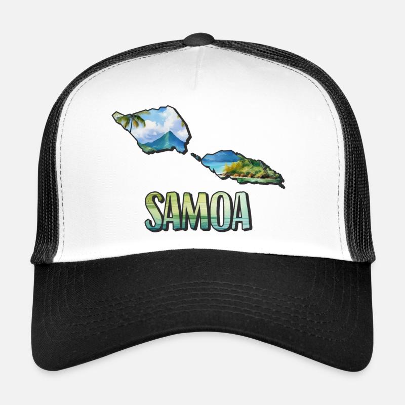 Aquarell Landkarte Samoa Trucker Cap